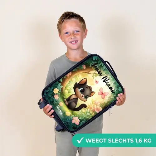 Kat - Vlinder - Bloemen Kinderkoffer - Zwart klein -sfeer4_NL