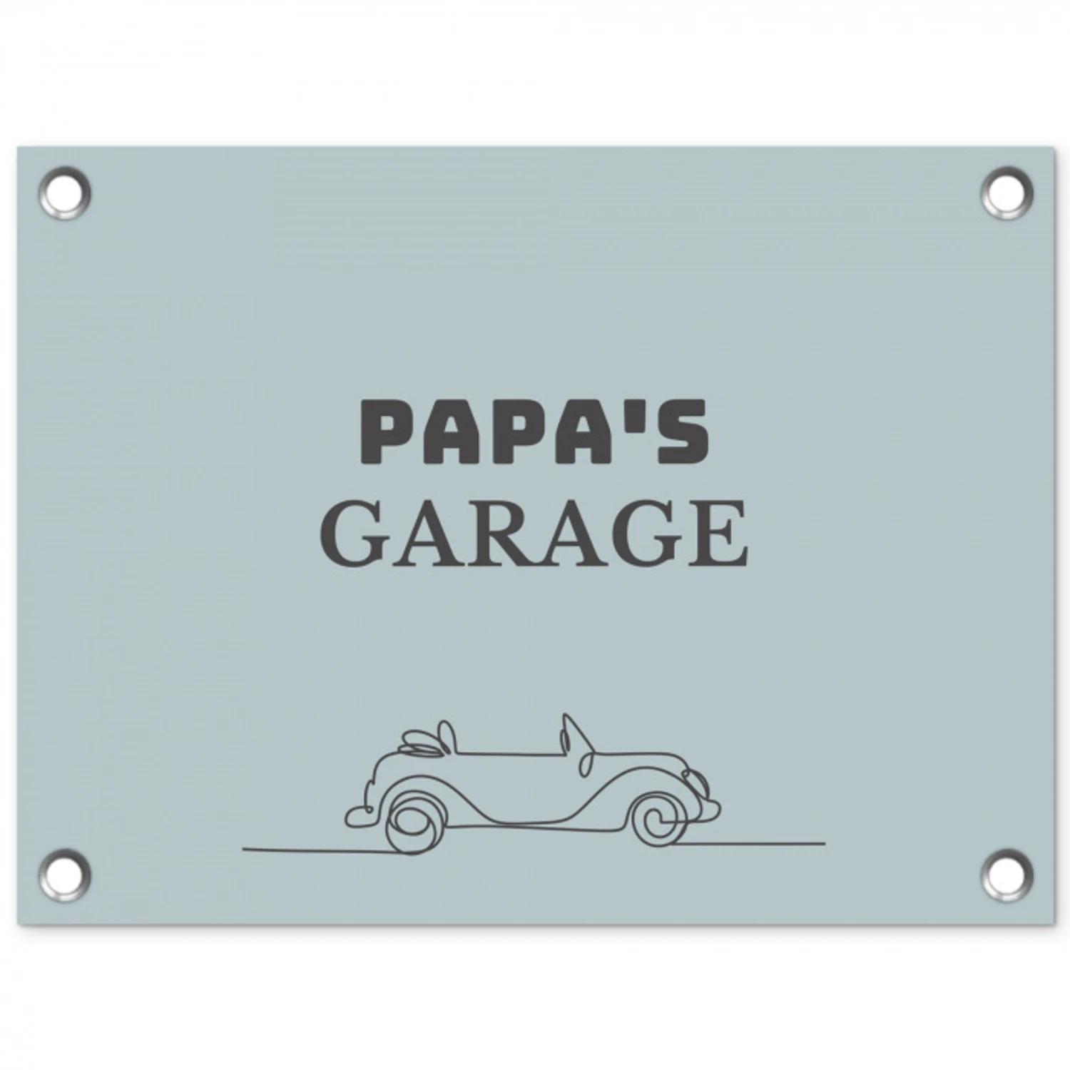 Papa's Garage met auto tuinposter los doek klein -3d