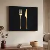 Bestek - Goud - Mes - Vork Textielframe zwart klein -sfeer3