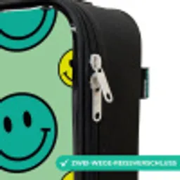 All smiles groen Kinderkoffer - Zwart klein -rits_DE