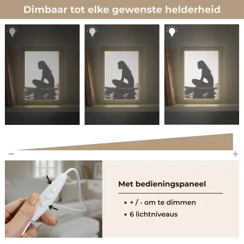 Silhouet - Vrouw - Surfplank - Water Light Box met kabel (Tafellamp) klein -USP_dimbaarNL