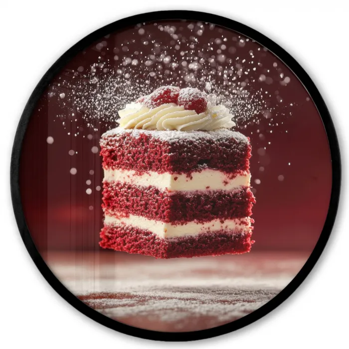 Rode - Velvet - Taart - Eten Fotolijst rond zonder passe partout klein -3d