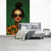 Vrouw - Groen - Modern - Bril - Abstract fotobehang vinyl groot -slaapkamer