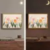 Pasteltinten - Bloemen - Illustratie Light Box met batterij (Wandlamp) middel -sfeer3