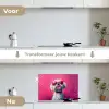 Pink - Hond - Bubbel keuken achterwand spatscherm klein -voor_na_NL