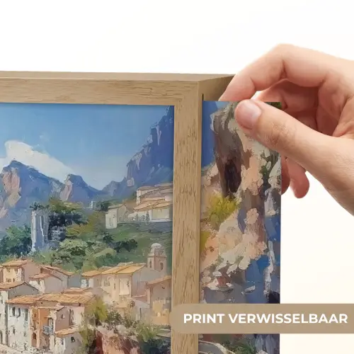 Kustdorp - Schilderij - Rotsen - Boten Light Box met batterij (Wandlamp) middel -USP_websiteprintNL