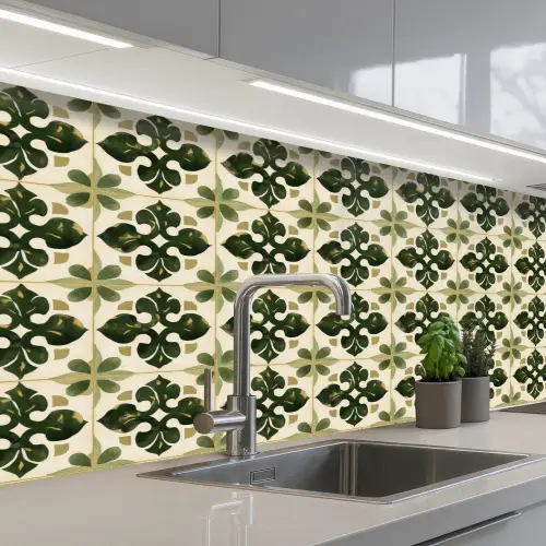 Patroon - Tegel - Groen keuken achterwand 2 middel 871 -3d_schuin