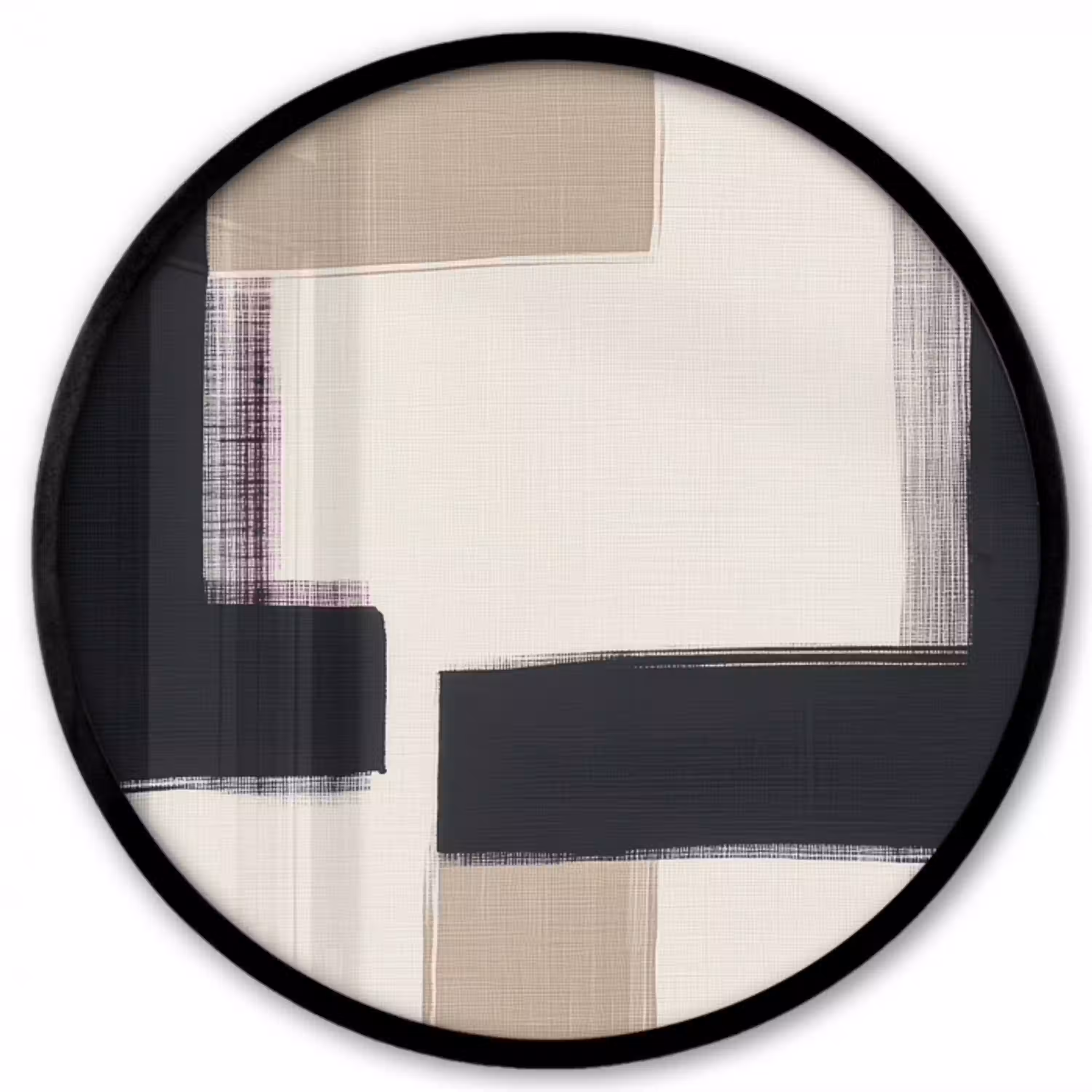 Zwart - Abstract - Japandi Fotolijst rond zonder passe partout klein -3d