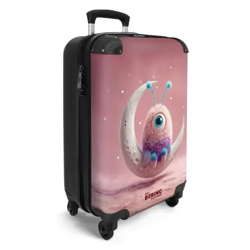 Roze monster op de maan NBS - Handbagage koffer - Kinderen Unisex middel -productfoto_3d