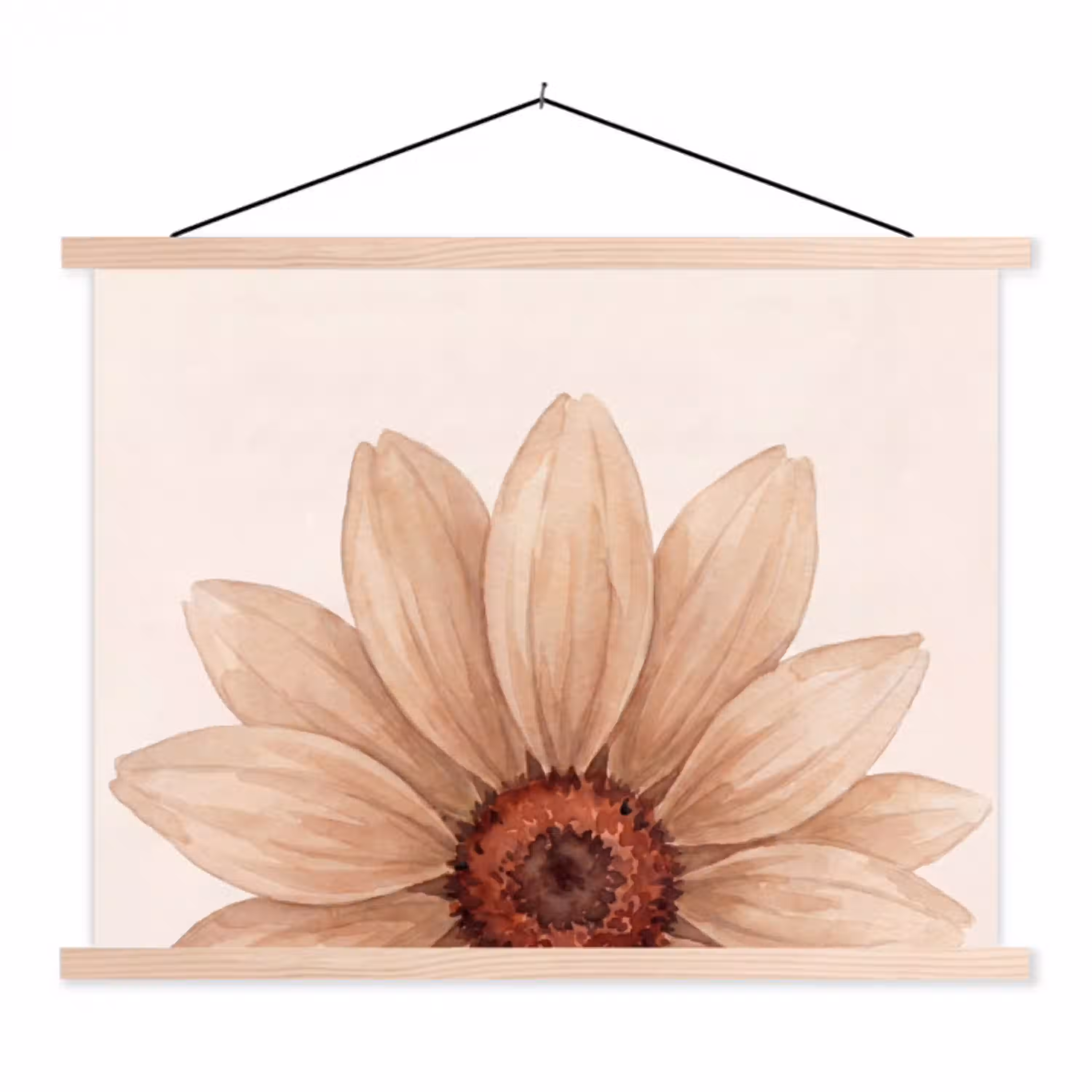 Bloemen - Bloemblad - Natuur - Aquarel - Beige textielposter latten blank klein -3d