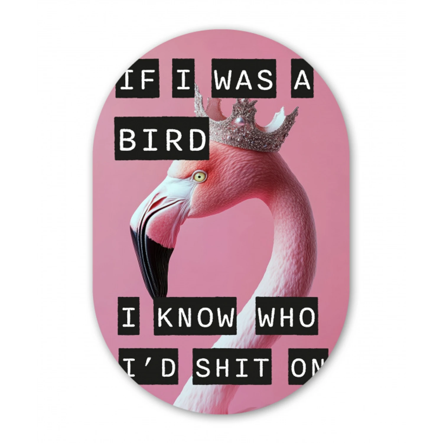 Flamingo - Roze - Vogel - Decoratie Wandcirkel Ovaal Forex klein -3d