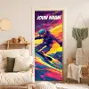 Snowboarder in felle neonkleuren met de tekst “Deze kamer is van: jouw naam”. deurposter klein -sfeer2