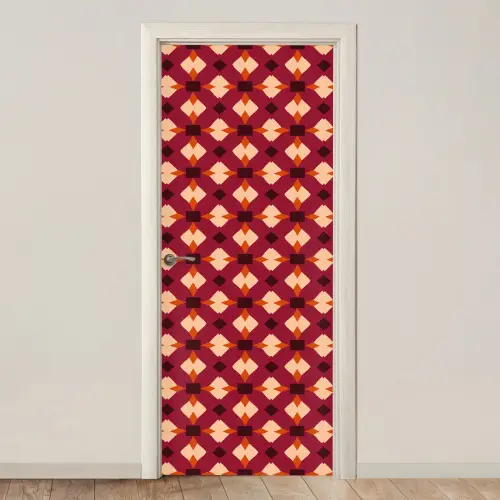 Retro - Patroon - Kleurrijk deurposter klein 289 -3d_beige