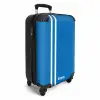 Helderblauwe achtergrond met dubbele witte zijstrepen links NBS - Handbagage koffer - Kinderen Unisex middel -productfoto_3d