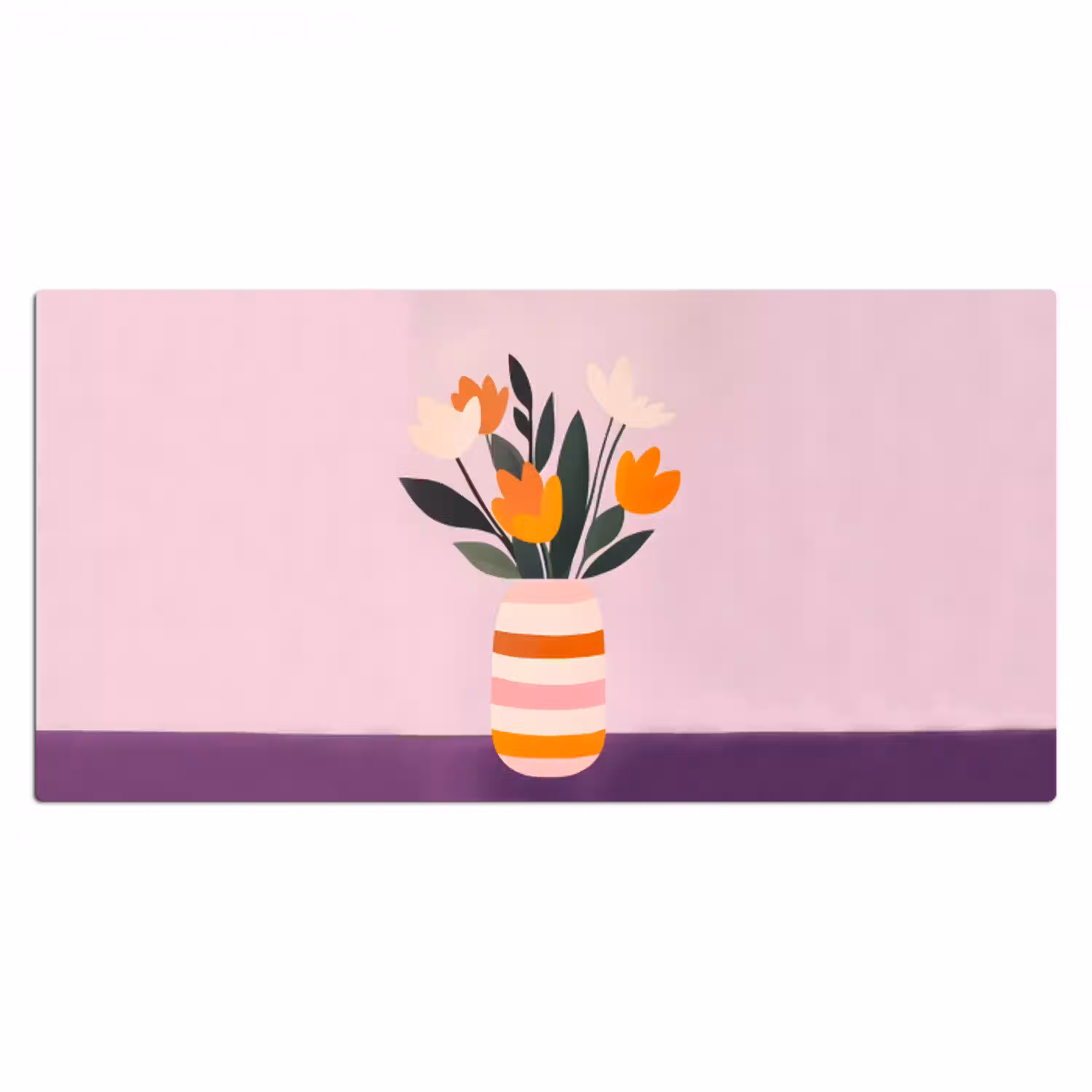 Tulpen - Vaas - Strepen - Paars Muismat XXL klein -3d_leeg