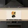 Zwarte kolibrie - Bloem - Gouden cirkel keuken achterwand spatscherm klein -sfeer1