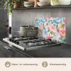 Blauw - Roze - Bloemen keuken achterwand spatscherm klein -usp_NL
