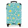 Pastel bloemen - Blauw NBS - Handbagage koffer - Kinderen Unisex middel -productfoto_recht