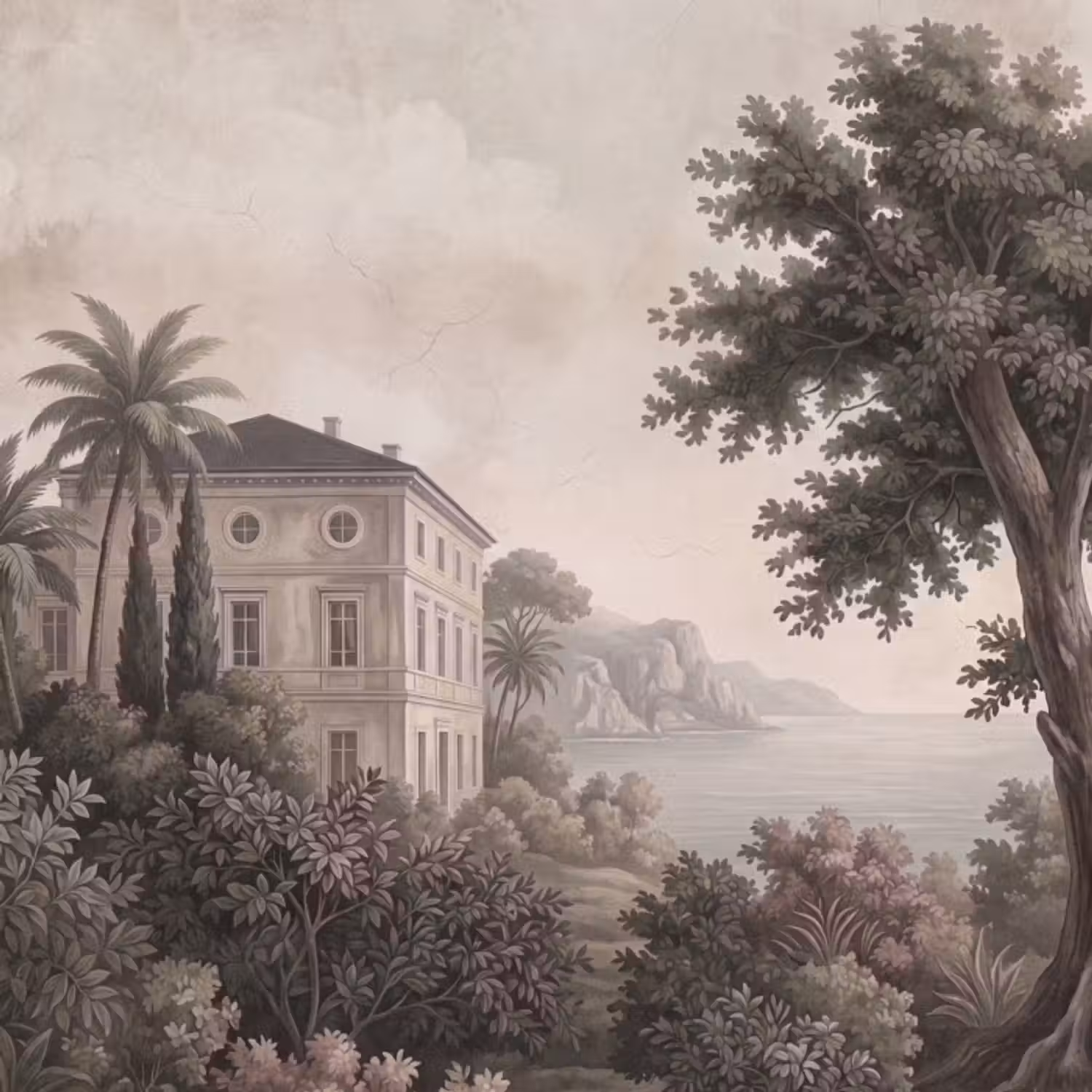 Tapete - Meer - Villa - Beige