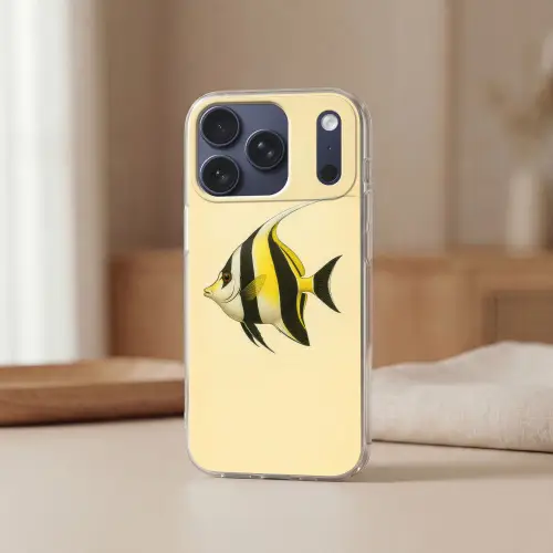 Vis - Sierlijk - Rugvin - Geel Telefoonhoesje iPhone 17 Pro klein -sfeer2