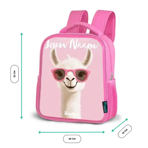 Lama - Wit - Zonnebril - Wimpers Kinderrugzak - Roze middel -productfoto_formaten