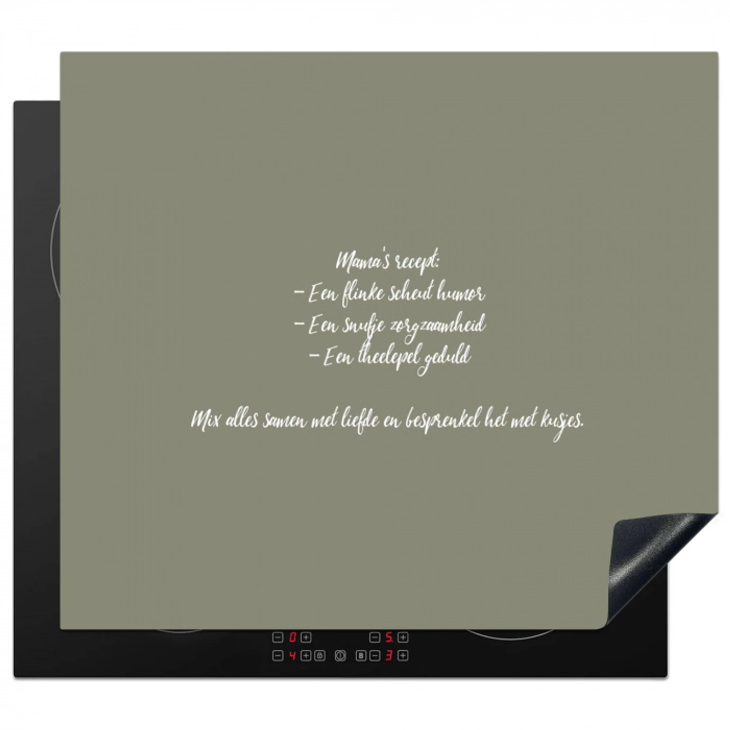 Quotes - Ma - Spreuken - Mama's recept - Koken Inductie beschermer vinyl 3mm middel -3d