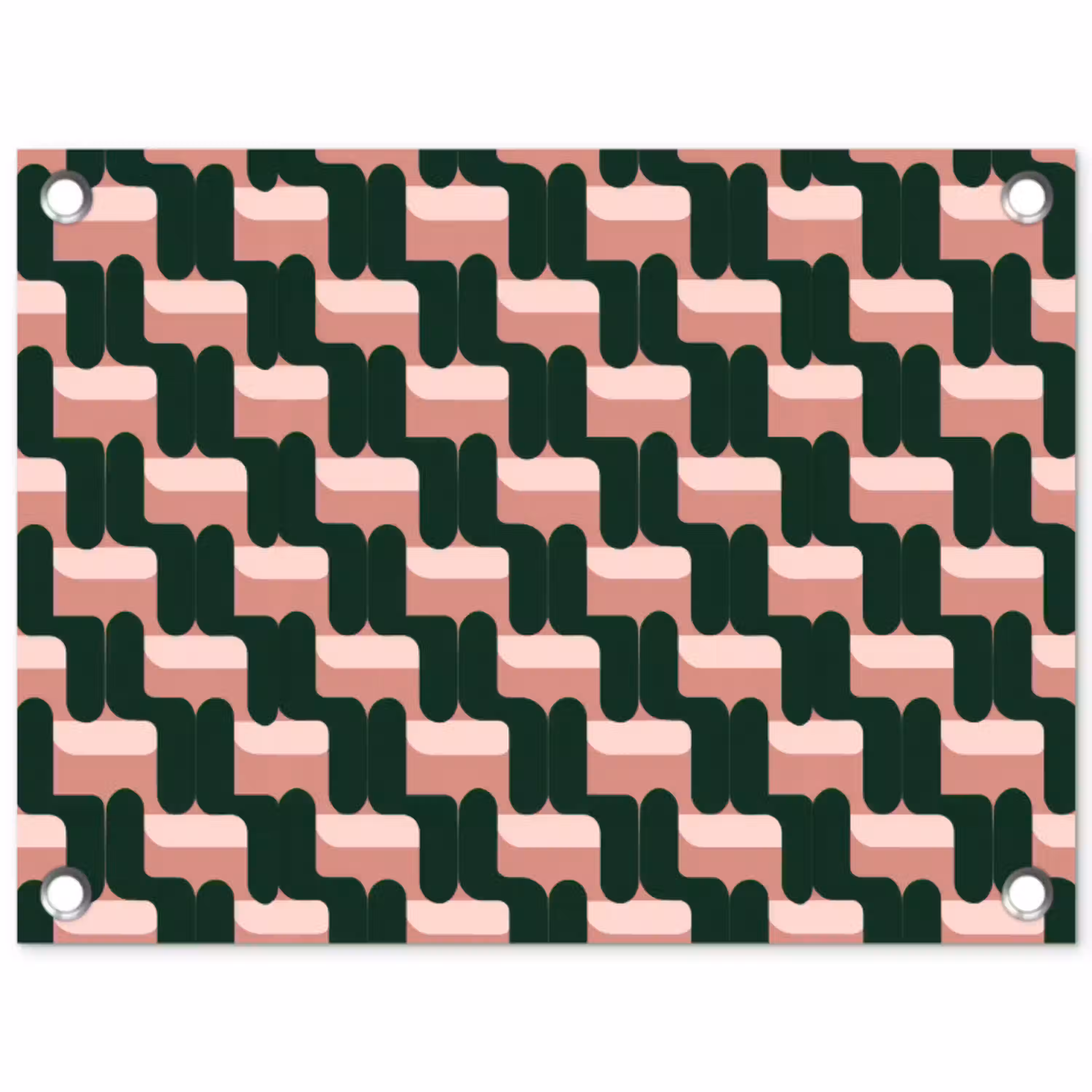 Vlechtpatroon - Groen - Roze - Geometrisch tuinposter los doek klein 239 -3d