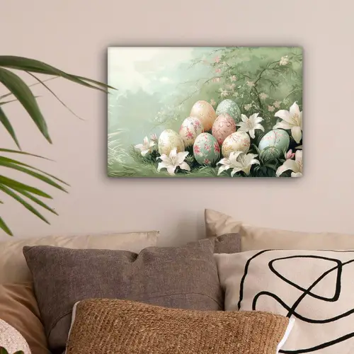 Paaseieren - Pasteltinten - Bloemen canvas 2cm klein -sfeer1