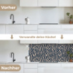 Zebra - Patroon - Blauw - Beige keuken achterwand 2 middel 871 -voor-na_DE