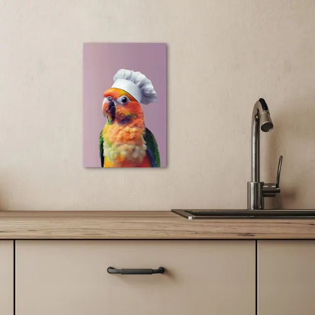 Papegaai - Koksmuts - Nieuwsgierig - Vogel KitchenYeah - Keuken - Canvas klein -sfeer2
