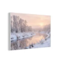 Rivier - Winter - Landschap - Sneeuw - Zonsopgang forex 5mm xxl -3d