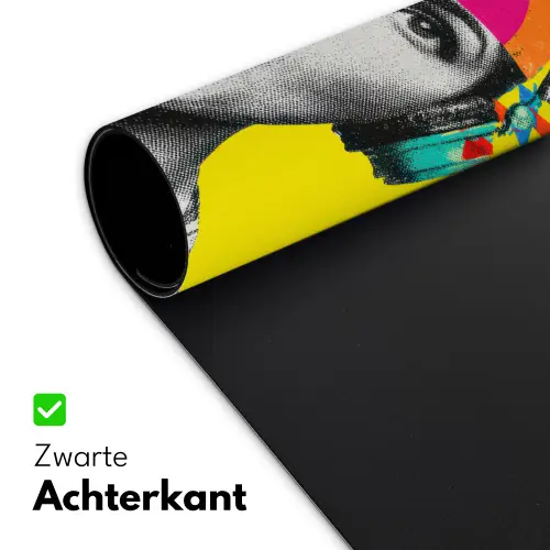 Vrouw - Koptelefoon - Geel Muismat XXL klein -sfeer2