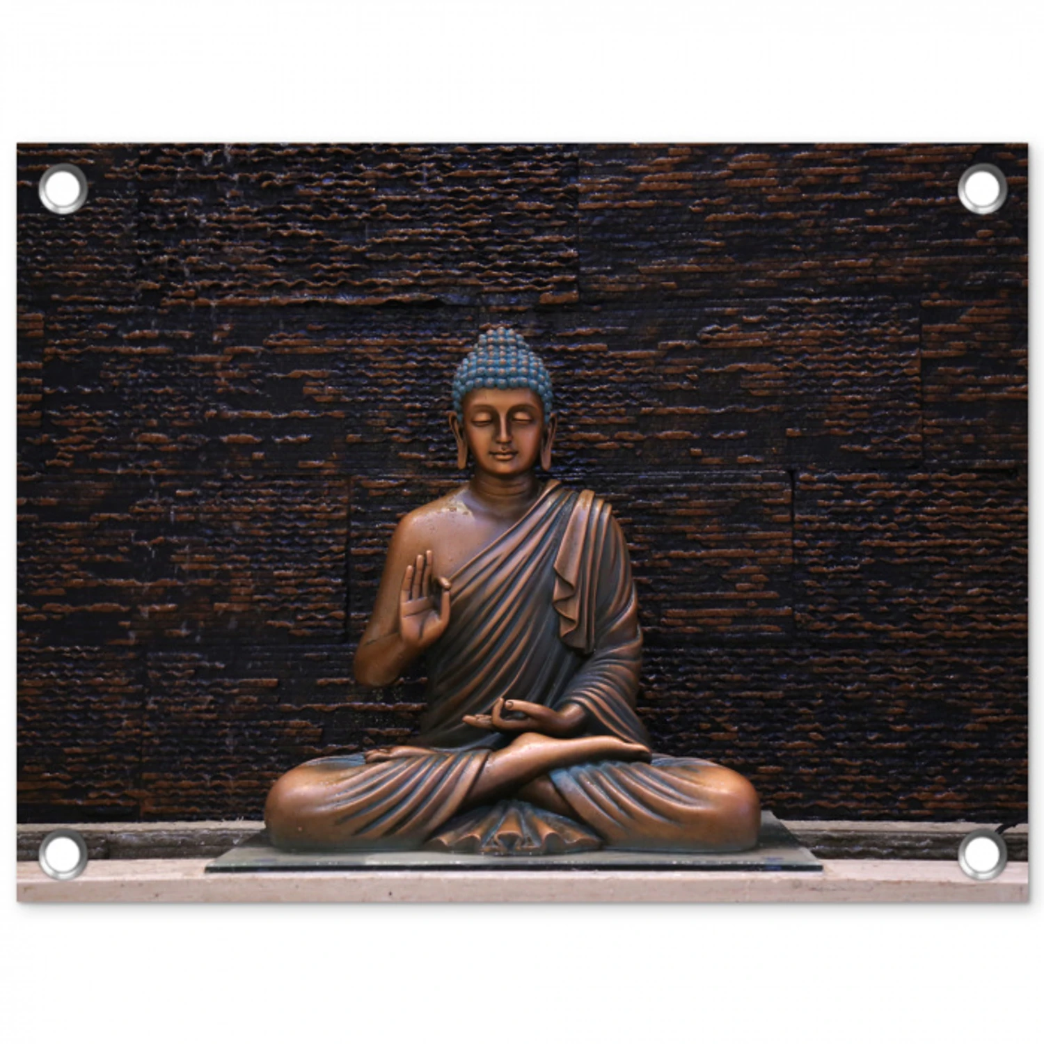 Rustgevende Boeddha in meditatie tuinposter los doek klein -3d