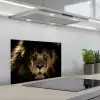 Leeuw - Dieren - Zwart - Portret keuken achterwand spatscherm klein -3d_schuin