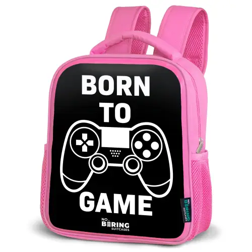 Born to game met controller Kinderrugzak - Roze middel -schuin