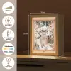 Doorkijk - Hert - Sneeuw - Winter - Bos - Dieren Light Box met kabel (Tafellamp) klein -USP_NL