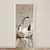 Vintage - Pinguïn - Badkuip - Schuim deurposter klein -3d_beige