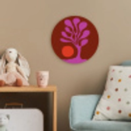 Boom - Paars - Cirkel - Vloeiend Wandcirkel kunststof plaat 5mm dik klein -tsfeer1_kind