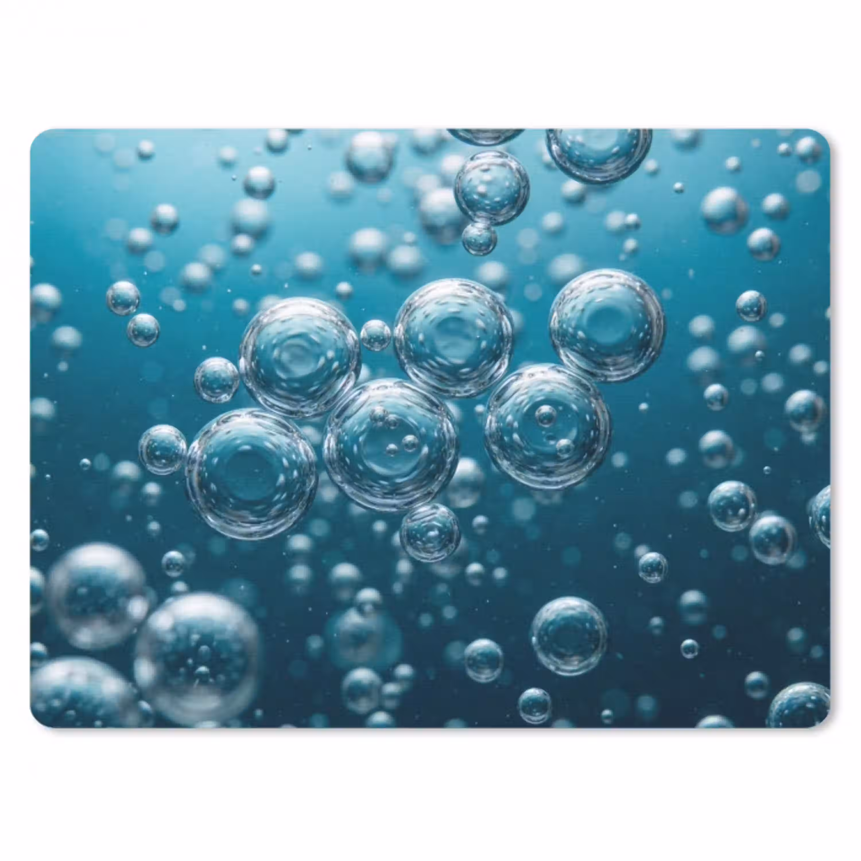 Luchtbellen - Dynamisch - Blauw muismat rubber klein -3d