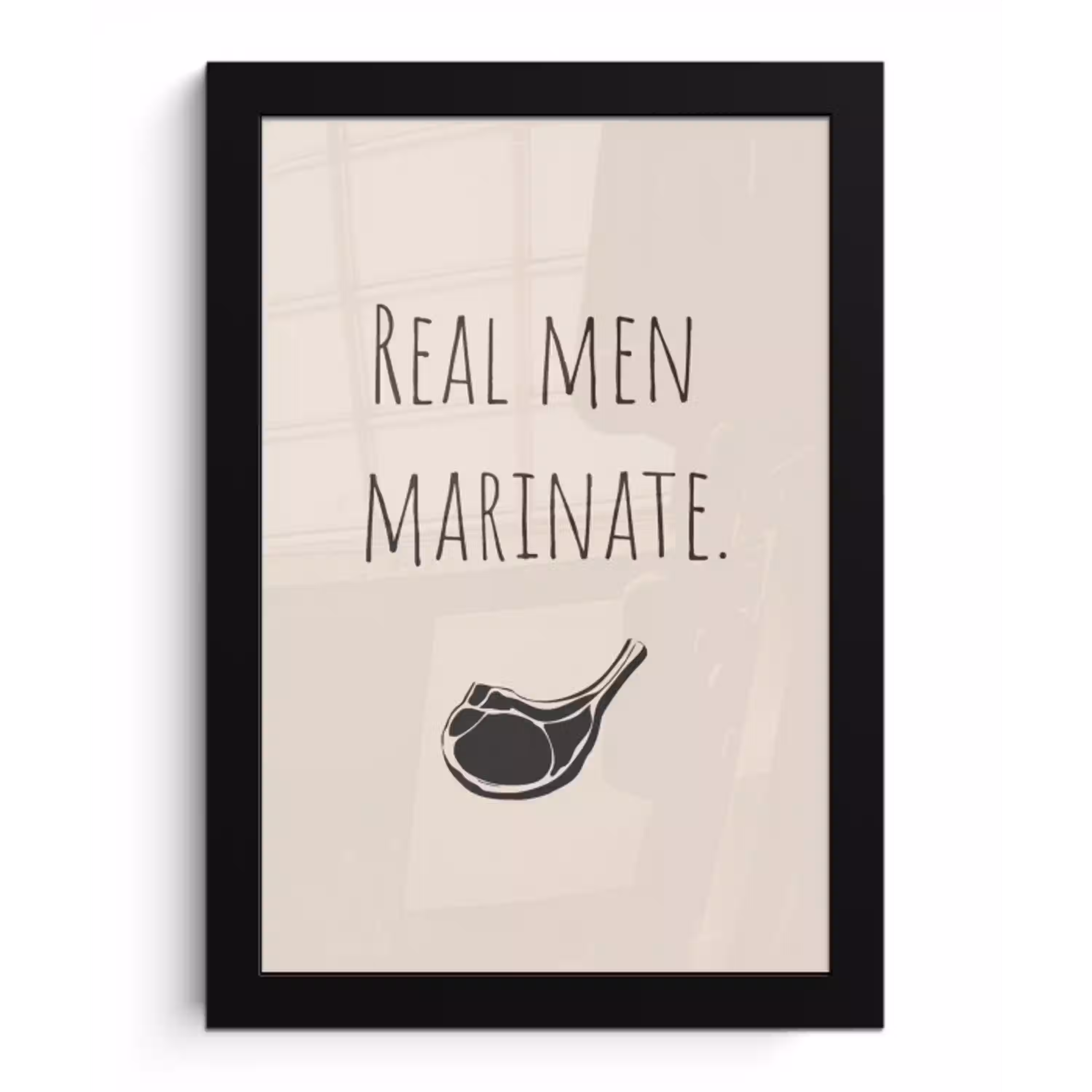 Vlees - Minimalistisch - Beige - Quote fotolijst zwart zonder passe partout klein -3d