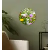 Bloemen - Natuur - Groen - Gras - Paars - Wit Wandcirkel kunststof plaat 5mm dik klein -sfeer3