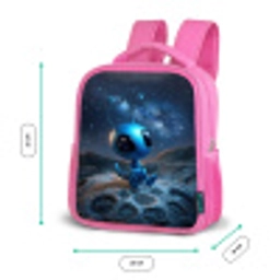 Dromerig blauw ruimtewezentje onder een sterrenhemel Kinderrugzak - Roze middel -productfoto_formaten