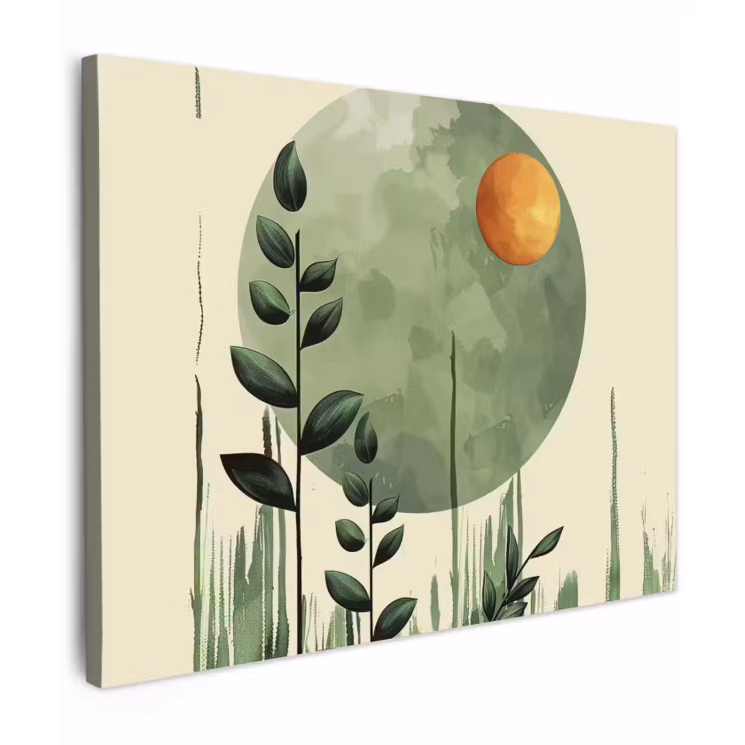 Canvas schilderij - Kunst - Groen - Botanisch - Modern