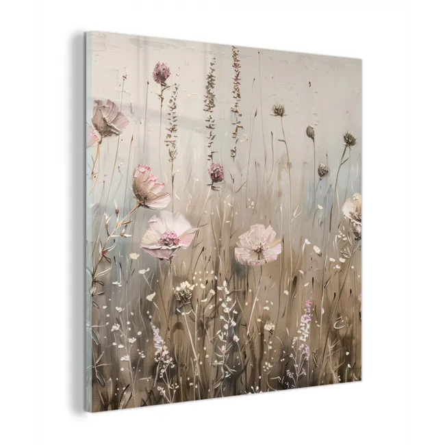 Bloemen - Roze - Modern - Beige plexiglas 5mm klein -z3d