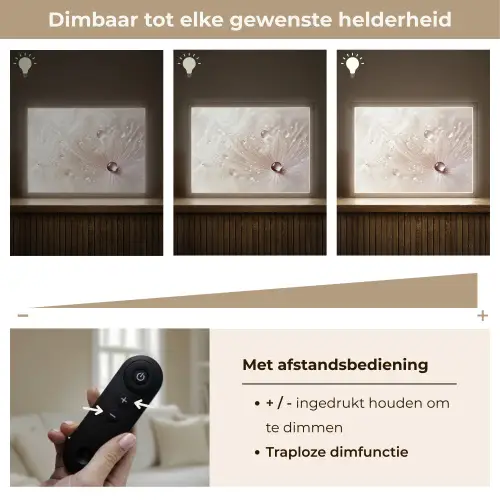 Bloem - Abstract - Wit - Water - Natuur Light Box met batterij (Wandlamp) middel -USP_dimbaarNL