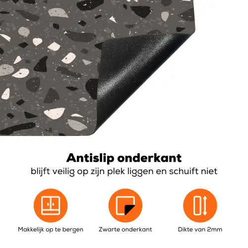 Terrazzo -  Patroon - Grijs Inductie beschermer vinyl 3mm klein 276 -zzzzzzz-td-onderkant