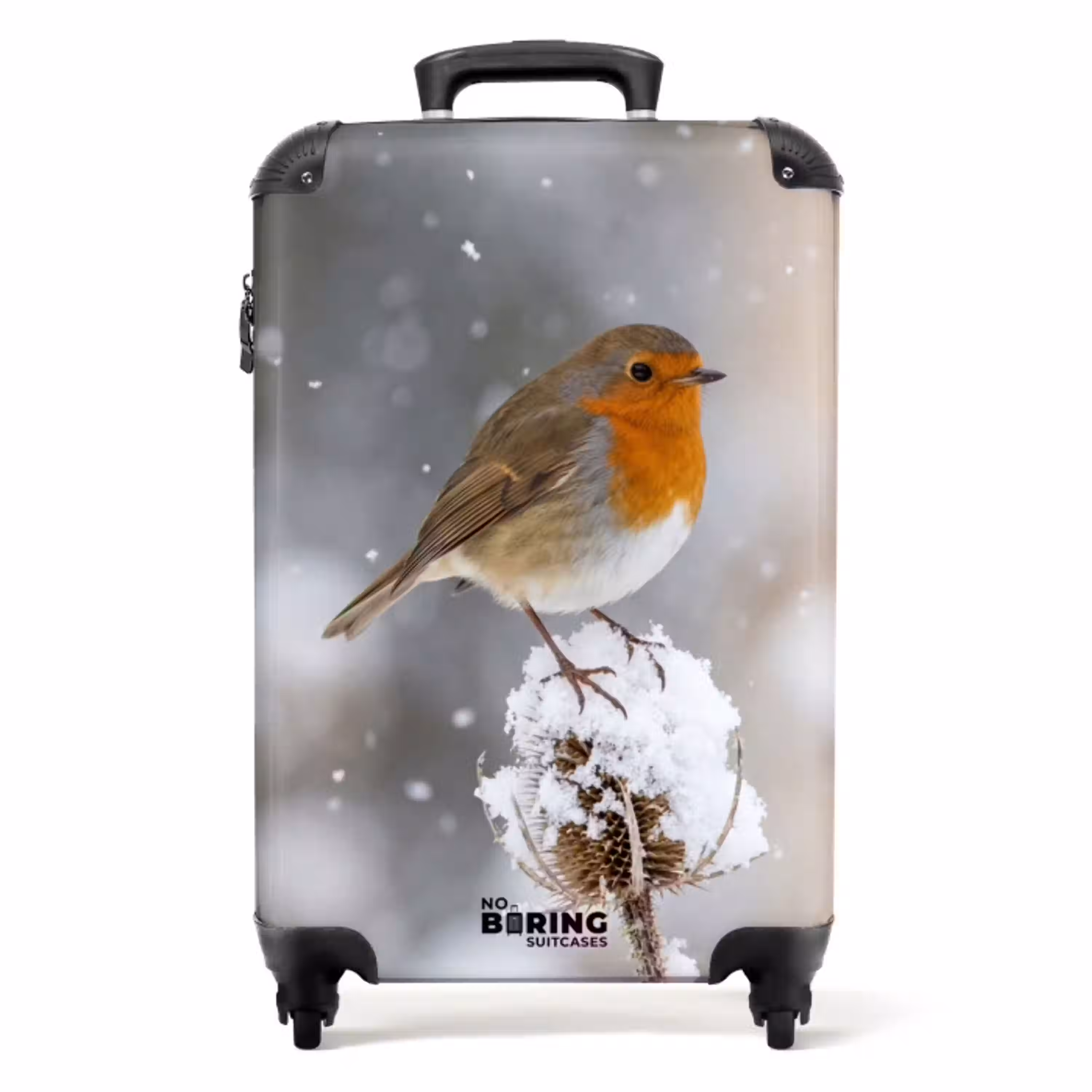 Roodborstje - Gedroogde bloem - Sneeuw - Winter - Vertederend NBS - Handbagage koffer - Volwassenen Unisex middel -productfoto_recht