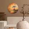 Boom - Landschap - Oranje Wandcirkel kunststof plaat 5mm dik klein -sfeer1