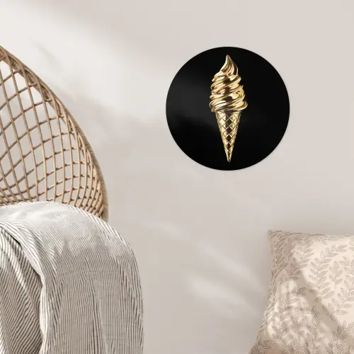 Ijs - Goud - Zwart - Eten Wandcirkel behangsticker klein -sfeer4