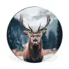 Hert - Dieren - Landschap - Winter - Sneeuw Wandcirkel aluminium klein -3d
